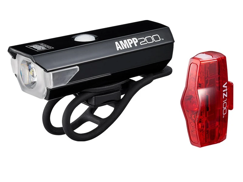 Cateye Ampp/Viz Lygtesæt, 200/100 Lumen
